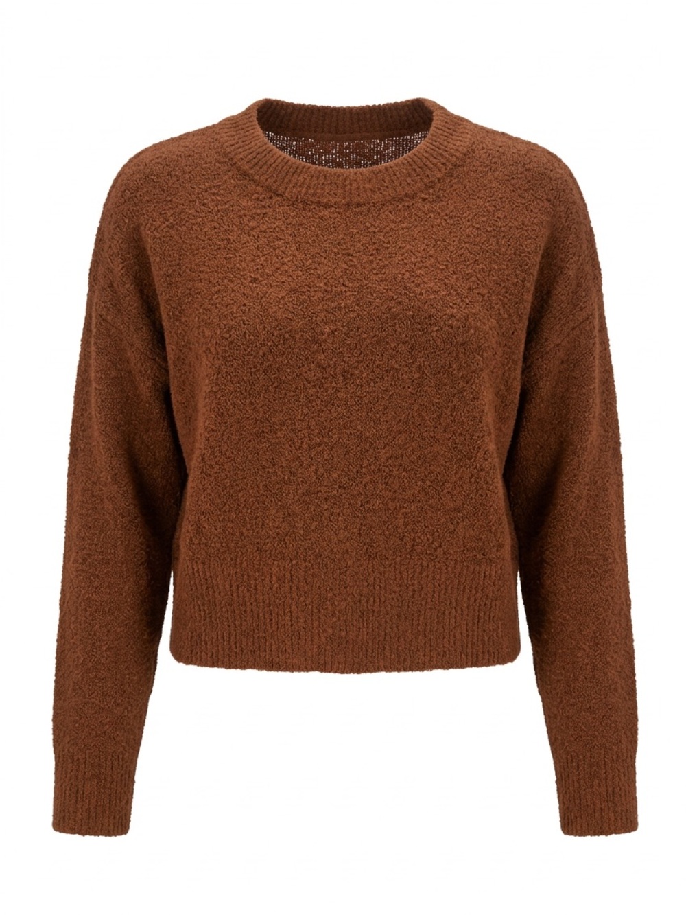 & Other Stories Chestnut Brown Bouclé Crewneck Sweater